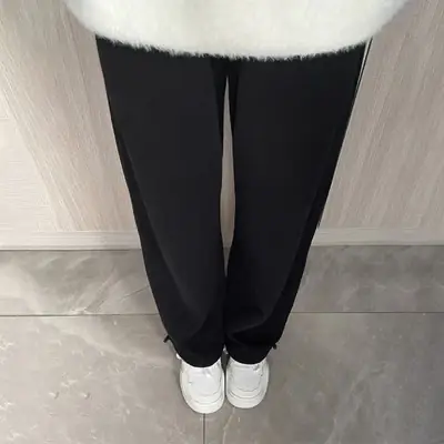 Men's Loose Fit Casual Pants Grey Velvet Length