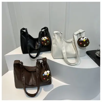 White PU Shoulder Bag for Women 2024 Spring
