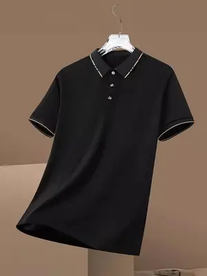 Men Navy Blue Cross Border Polo T-Shirt Short Sleeve