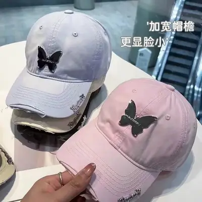Ins Metal Bow Baseball Cap Wash Denim Peaked Spring Sun Protection Hat