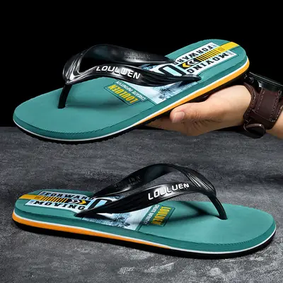 2025 Summer New Style Flip Flops Men's Outer Wear Trendy Casual Beach Men's Flip Flops Anti-Slip Sandals Household