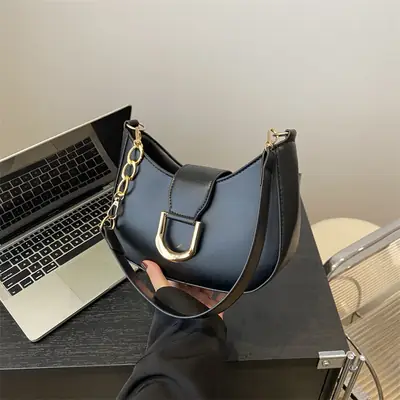 Vintage Women's Shoulder Bag Black 2024 Spring Summer