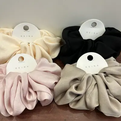 Elegant Cream Satin Hair Tie Extra Large Heavy Duty