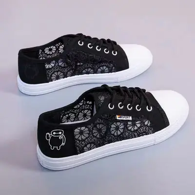 Shoes Women's Spring and Summer New Hollow Mesh Shoes Student Canvas Shoes Women's Breathable Casual Shoes Women's Factory Wholesale Women's Shoes