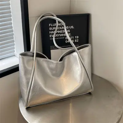 Black Leather Tote Bag for Women Summer 2024