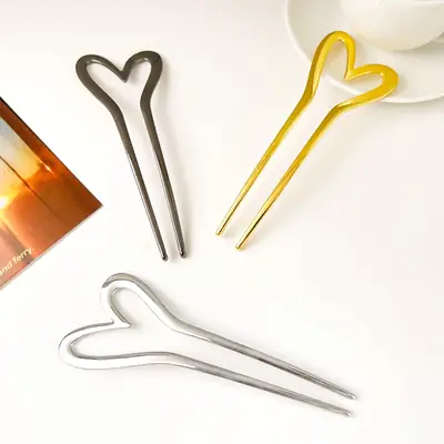 2024 Love U-Shaped Hair Fixers Metal Gold Black