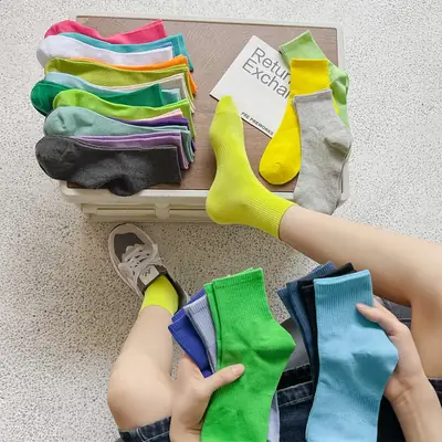 Pure cotton women's socks solid color tube socks ladies candy color color pile socks men's sports basketball socks Zhuji socks