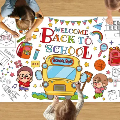 Back to School Season Theme Party Giant Poster Children's Back-To-School Day Decoration Waterproof Coated Paper Tablecloth Supplies