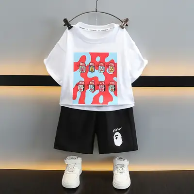 Piushuai Boys 2Pc Printed Shorts T-Shirt Set 5Yr