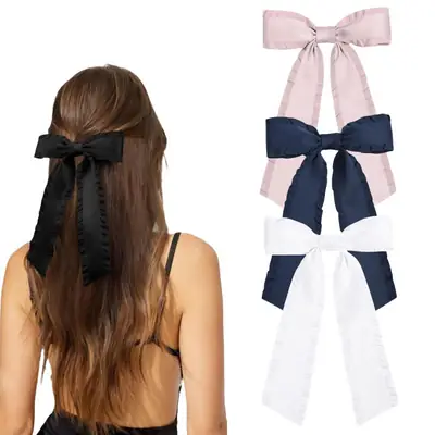 Pink Bow Ribbon Hairpin Cross-border Women's All-match Hair Accessories Sweet Clothing