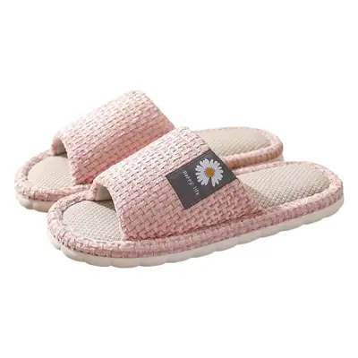 in stock Linen Slippers Thick Bottom Men's and Women's Four Seasons Household Couple's Indoor Silent Cotton Linen Floor Home Sandals