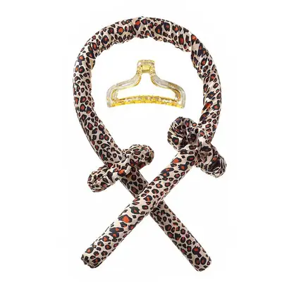 Leopard Print Curls Hair Stick Cross Design
