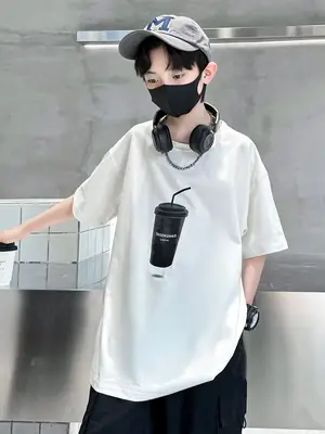 Cool Cartoon Print Short Sleeve T-Shirt for Boys