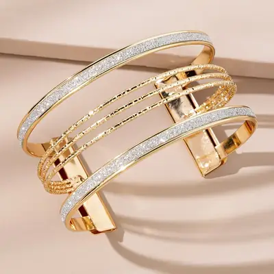 European and American fashion bracelet minimalist personality multi-layer hollow open arm ring sand chain pattern bracelet cross bracelet
