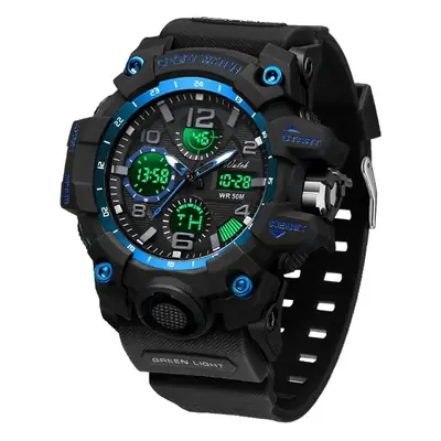 Sanda Sport Watch Blue White Waterproof Multi-Functional Men's Electronic Watch