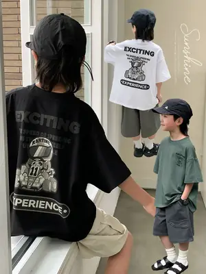 2024 Boys Summer Crewneck T-Shirt Short Sleeve Korean Style