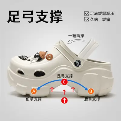White Women's DIY Clogs Thick Soled Beach Shoes Baotou Sandals