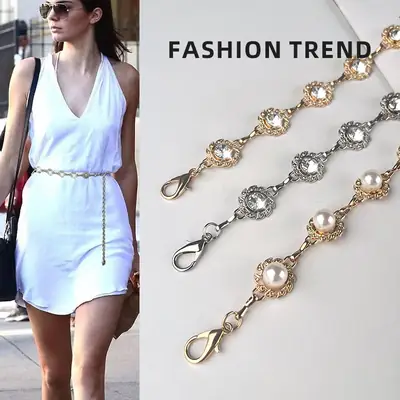 Water Diamond Rhinestone Waist Chain Silver Color