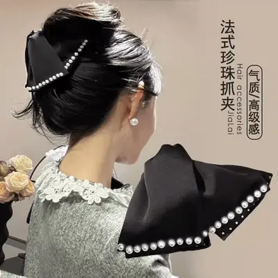Vintage Pearl Bow Hairpin for Women
