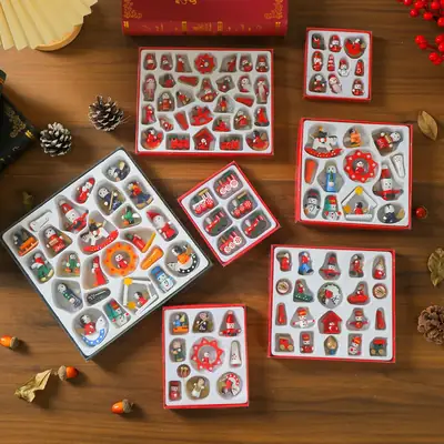 Wooden Christmas Tree Pendant Set for Kids