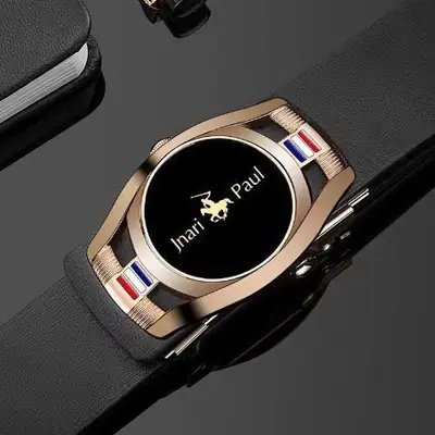 Men's Black Smooth Buckle Belt Casual Business Wear