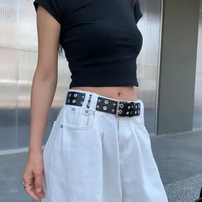 Women Punk Belt Black Star Circle Adjustable