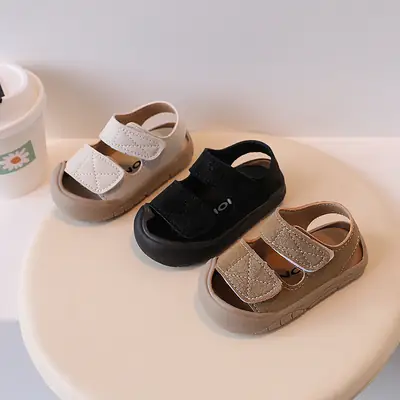 Anti-collision Baby Shoes Simple Baby Girl Toe Sandals Toddler Shoes Baby Soft Sole Sandals for Boys 1-3 Years Old