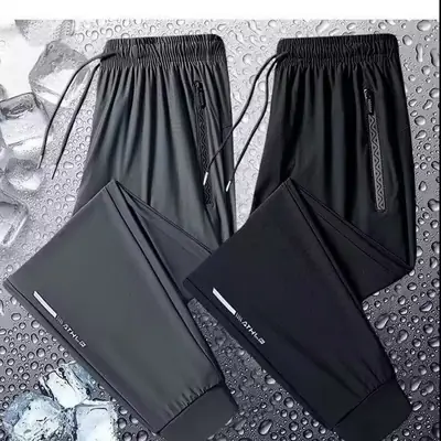 Ice Silk Wide Leg Pants Boys Black 2024 Spring
