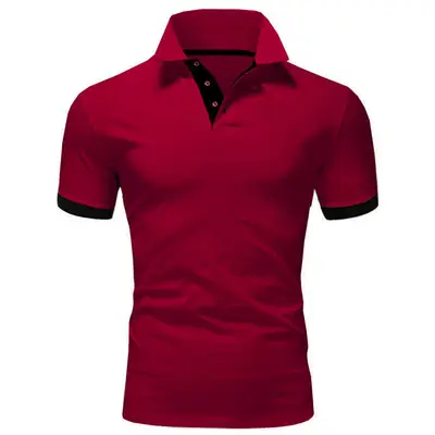 Men Navy Polo Shirt Short Sleeve Orange Trim