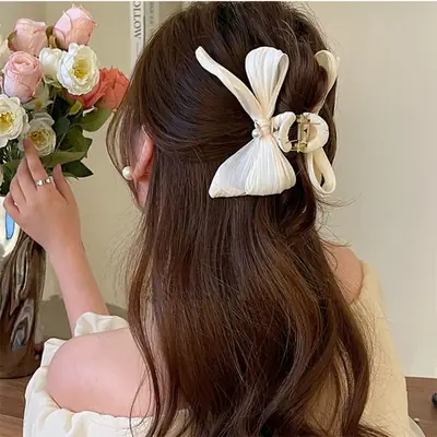 French Beige Pearl Shark Hair Clip for Women