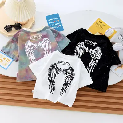Boys Tie Dye Kids T-Shirt Black Wings 2025