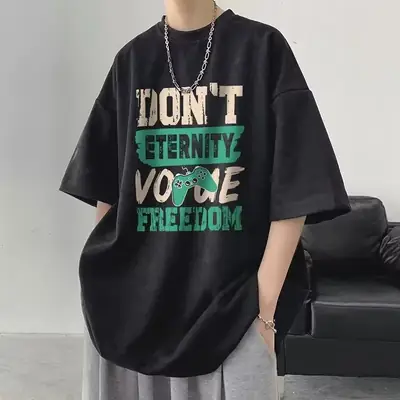 Men White Loose T-Shirt Summer Casual Brand