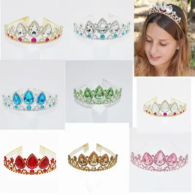 Big Crystal Blue Crown Headband for Girls