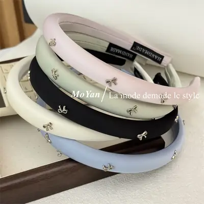 Vintage Gentle Bow Headband Women's 2024 New Advanced Pressure Sensitive Hair Wash Hair Bundles Elegant Hair Cave Hair Accessories