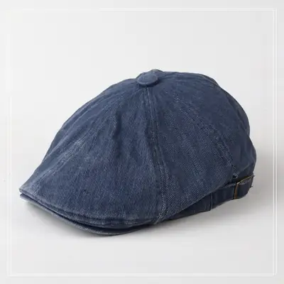 Black Wash Denim Forward Cap for Men Women Casual Beret