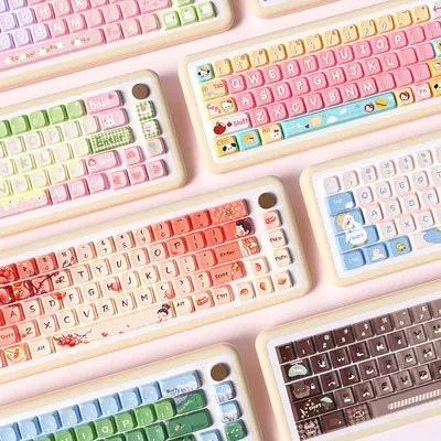 Manufacturer Wholesale Sweet Marshmallow Original Keycaps Cute Korean Style High-Value Mechanical Keyboard Caps for Girls