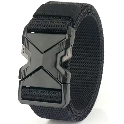 Men Tactical Black Nylon Belt with Buckle