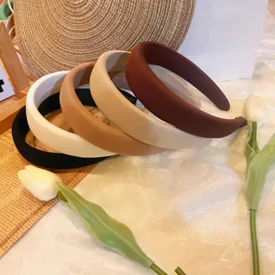 Sponge High Crown Hairband Wide Edge Milk Tea Women