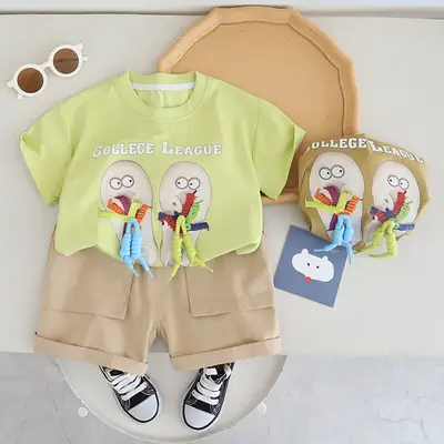 Children's College League Graphic Cotton Shorts Suit