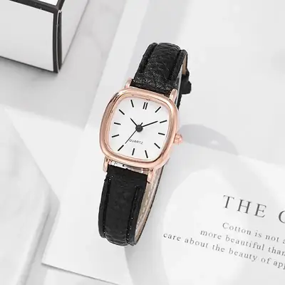 Square Roman Quartz Watch for Women Rose Gold Strap