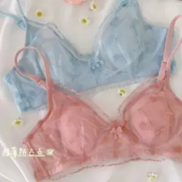 French Underwear for Women Sweet Girl Sexy Big Chest Small No Steel Ring Rabbit Ears Crystal Cup Bra Suit