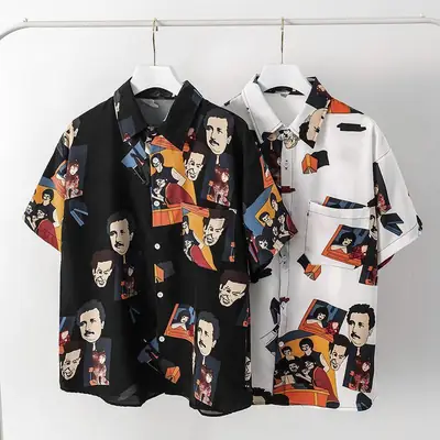 Men's Korean Style Printed Short Sleeve Shirt
