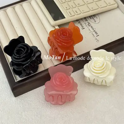 2024 Black 3D Rose Hair Clip for Women