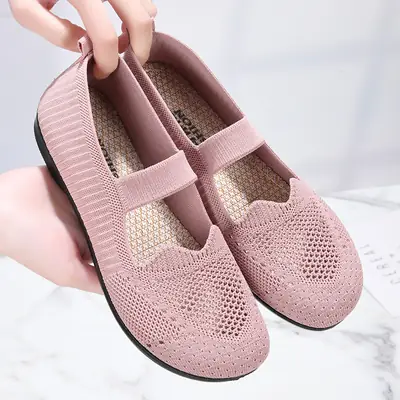 Women's Pink Mesh Slip-On Flat Shoes
