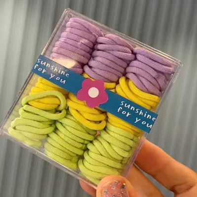 Rainbow Rubber Bands for Kids Hair Rope 90 Pcs