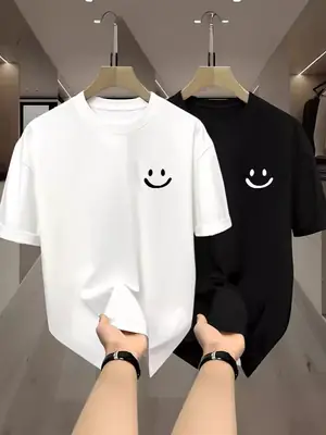 Men White M Mylove Round Neck T-Shirt