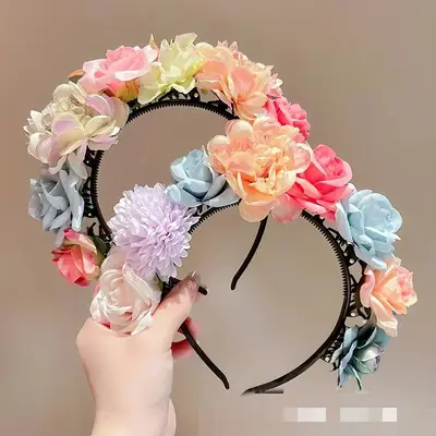 Female Ethnic Flower Hairband Antique Simulation High Color