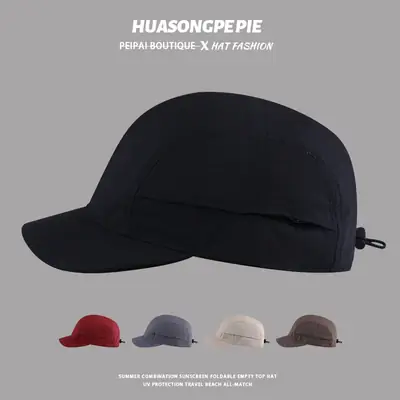 Men's Black Vintage Baseball Cap Solid Color Quick-Drying