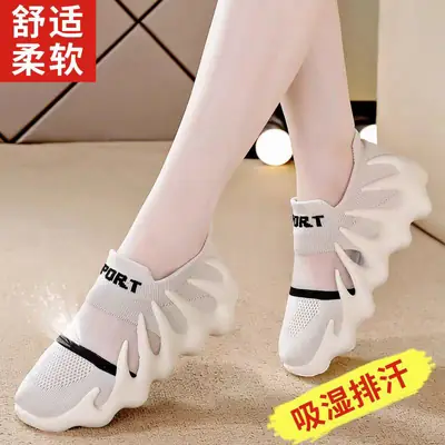 2025 New Mesh Shoes Women's Octopus Socks Flyweave Soft Sole Casual Sports Shoes Mesh Breathable Running Coconut Shoes
