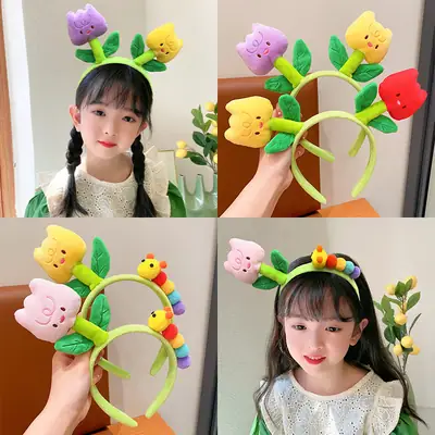 Cute New Tulip Flower Hair Band with Caterpillar Design